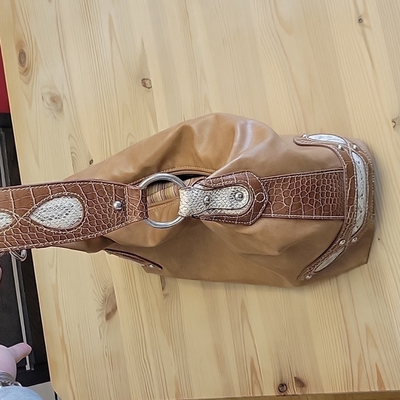 𝅺NINE WEST Faux Leather Caramel Color Hobo Bag - Picture 2 of 9